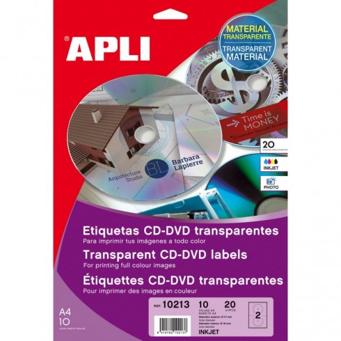 ETIQUETA APLI CD / DVD TRANPARENTES 10213
