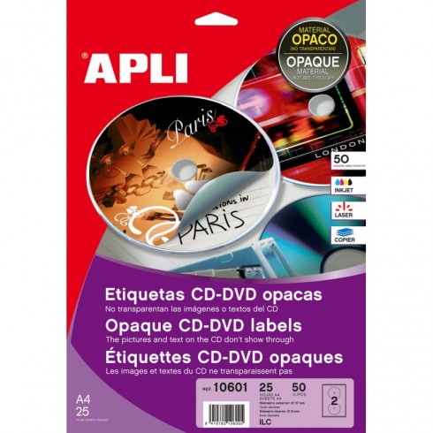 ETIQUETA APLI CD DVD OPACAS 10601