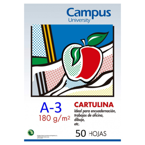 CARTULINA  CAMPUS A3 BLANCO 180GR (Envase 50hojas)
