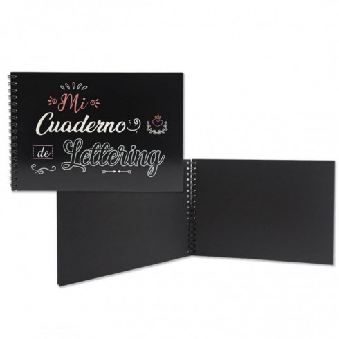 CUADERNO A5 LETTERING 32H NEGRAS