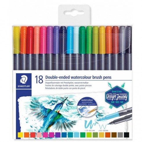 ROTULADOR STAEDTLER DOBLE PUNTA 18 COLORES ACUARELABLE
