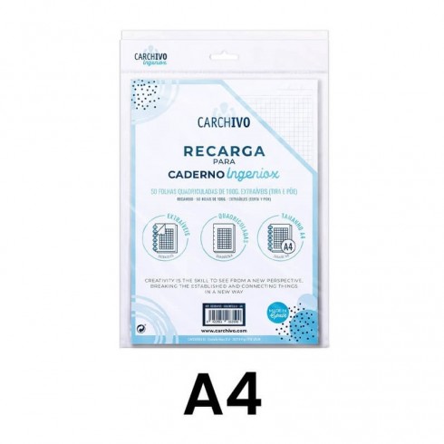 RECAMBIO BLOC INGENIOX A4 CUADRÍCULA 50 HOJAS