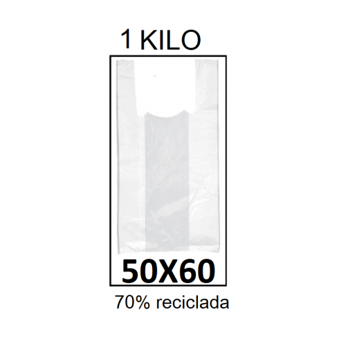 BOLSAS CAMISETA 50X60 70% RECICLADO 1 KG