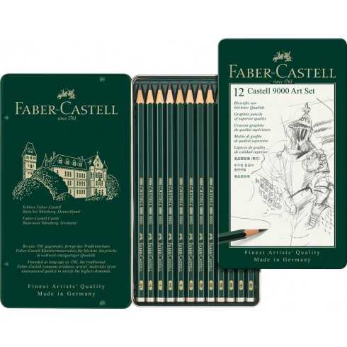Estuche 12 LAPICES Faber Castell 9000 8B-2H