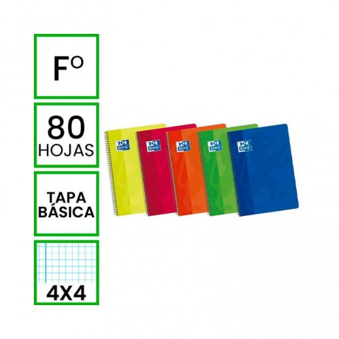 BLOC OXFORD CLASSIC FOLIO 80H TAPA PLASTICO 4x4