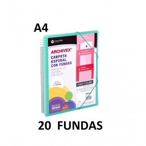 CARPETA 20 FUNDAS A4 ESP.CANGURO ARCHIVEX STAR VERDE