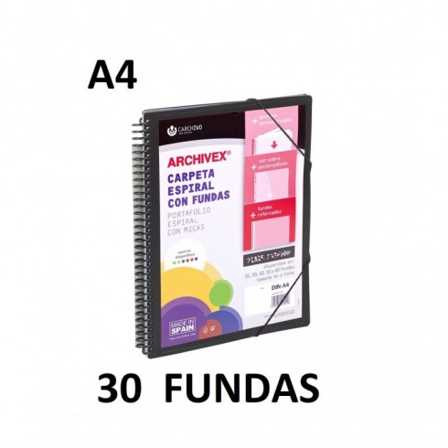 CARPETA 30 FUNDAS A4 ESP.CANGURO ARCHIVEX STAR NEGRO