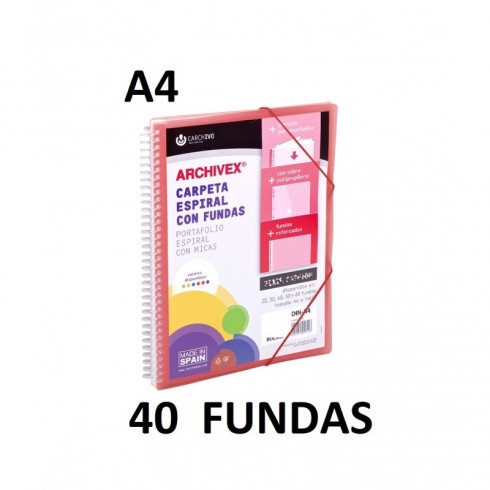 CARPETA 40 FUNDAS A4 ESP.CANGURO ARCHIVEX STAR ROJO