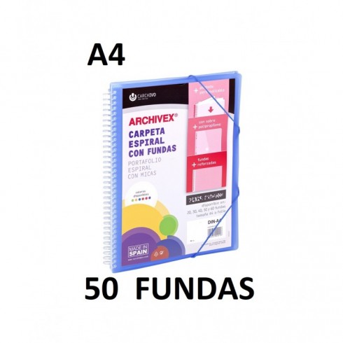 CARPETA 50 FUNDAS A4 ESP.CANGURO ARCHIVEX STAR AZUL