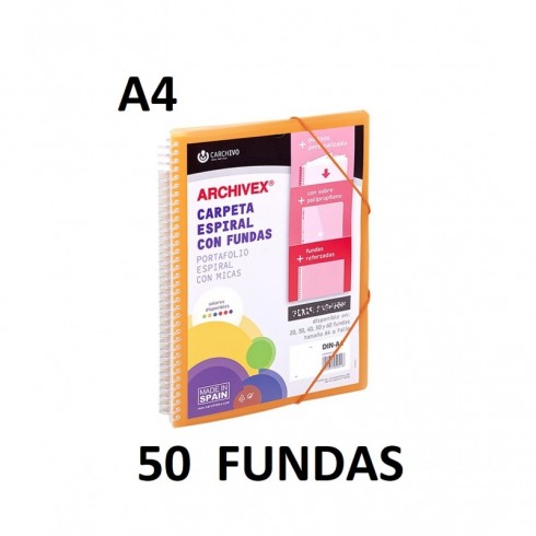 CARPETA 50 FUNDAS A4 ESP.CANGURO ARCHIVEX STAR NARANJA