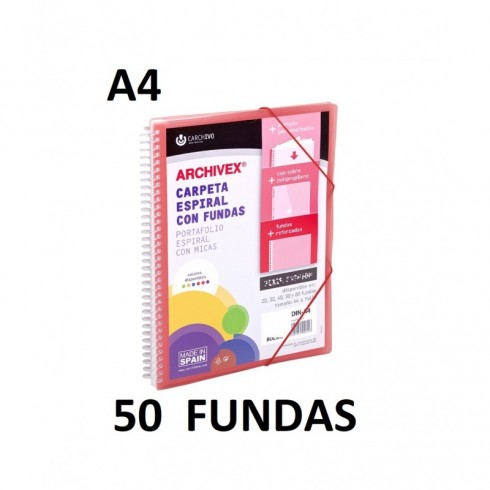 CARPETA 50 FUNDAS A4 ESP.CANGURO ARCHIVEX STAR ROJO