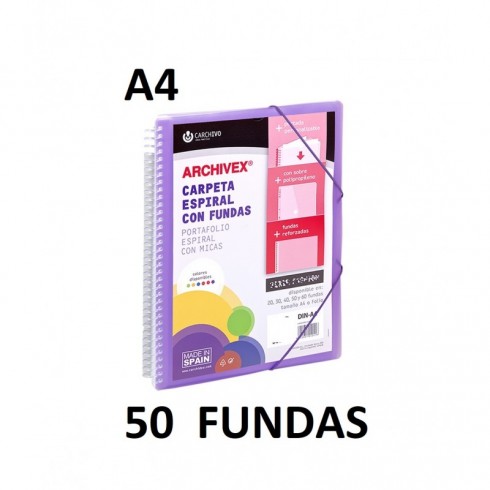 CARPETA 50 FUNDAS A4 ESP.CANGURO ARCHIVEX STAR VIOLETA