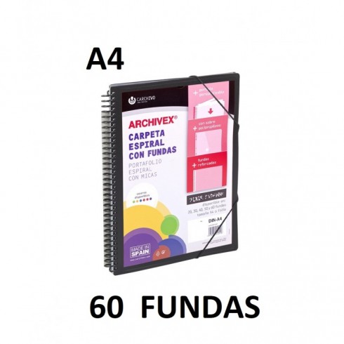 CARPETA 60 FUNDAS A4 ESP.CANGURO ARCHIVEX STAR NEGRO