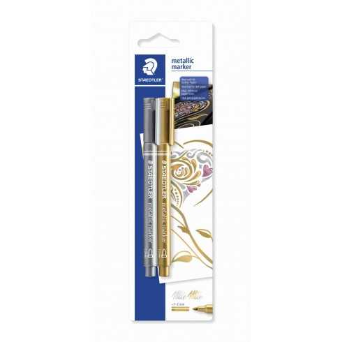 Blister  2 ROTULADOR STAEDTLER ORO + PLATA