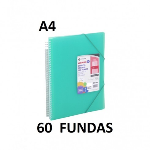 CARPETA 60 FUNDAS A4 ESPIRAL ARCHIVEX STAR VERDE