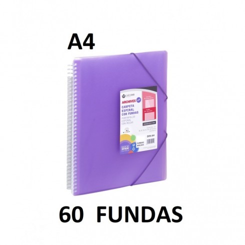 CARPETA 60 FUNDAS A4 ESPIRAL ARCHIVEX STAR VIOLETA