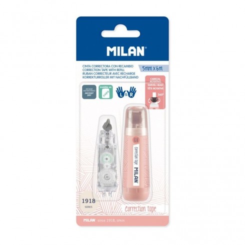 CINTA CORRECTORA MILAN 5mmx6m + RECAMBIO ROSA