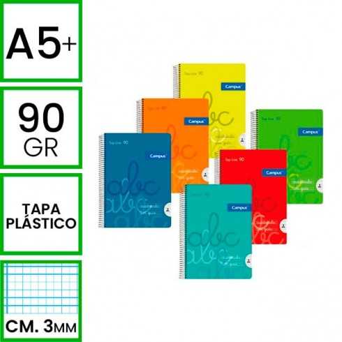 BLOC A5 CAMPUS 90H C.M.3mm TAPA POLIP. (PACK 6)