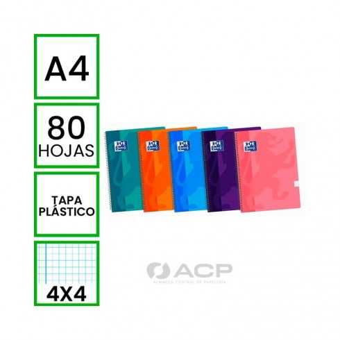 BLOC A4 OXFORD TAPA PLÁSTICO COLORES