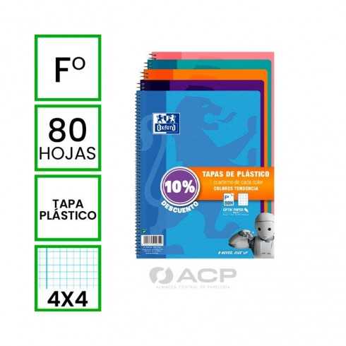 BLOC OXFORD Fº 80H 4X4 TAPA PLASTICO TENDENCIAS