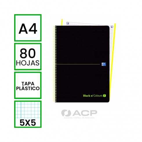 BLOC OXFORD A4 80H 5X5 TAPA PLAST.AMARILLO