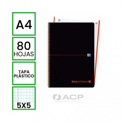 BLOC OXFORD A4 80H 5X5 TAPA PLAST.NARANJA