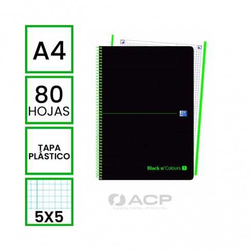 BLOC OXFORD A4 80H 5X5 TAPA PLAST.VERDE