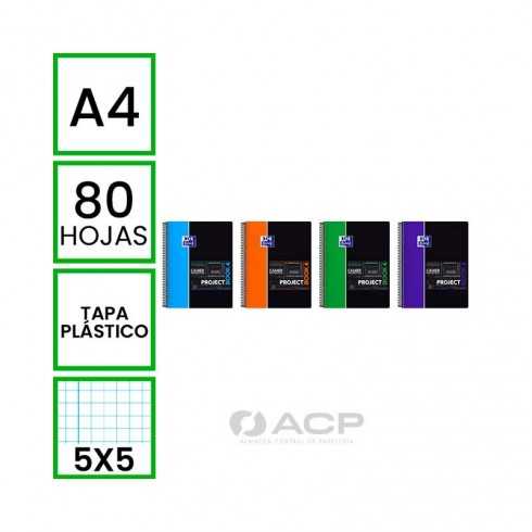 BLOC A4 OXFORD 80H TAPA POLIPROPILENO PROJECT 5X5