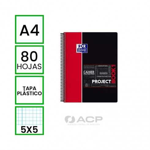 BLOC A4 OXFORD 80H TAPA POLIPROPILENO PROJECT 5X5