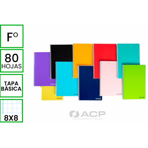 BLOC FOLIO 80H TAPA BÁSICA CUADRO 8MM