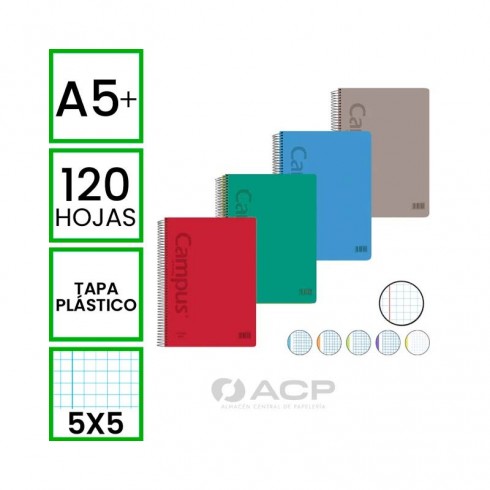 BLOC A5 CAMPUS 120H T/POLIPRILENO 5X5 90GR