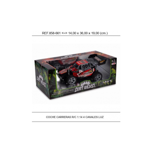 COCHE CARRERAS R/C 1:14 4 CANALES LUZ