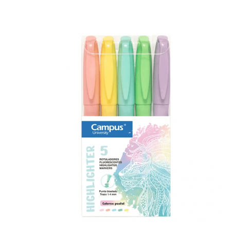ROTULADOR FLUOR CAMPUS 5 COLORES PASTEL