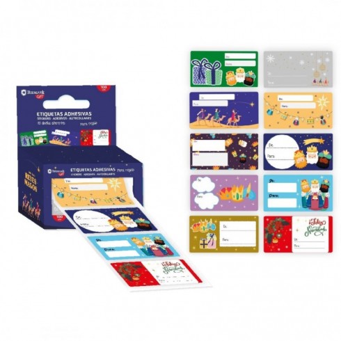 CAJA 100 ETIQUETAS ADHESIVAS PARA REGALOS REYES MAGOS