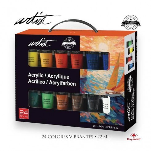 ESTUCHE ACRÍLICO ARTIST TUBOS 24 COLORES 22ML