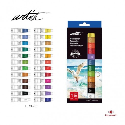 ESTUCHE ACUARELAS ARTIST 12 TUBOS 12 ml.