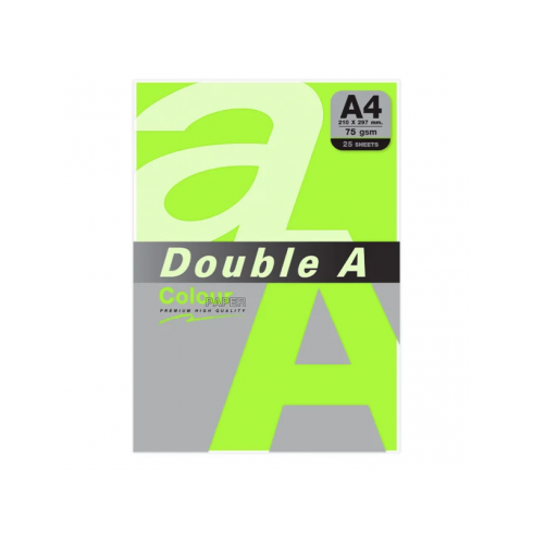 PAPEL DOUBLE A A4 75GR 25H VERDE NEÓN