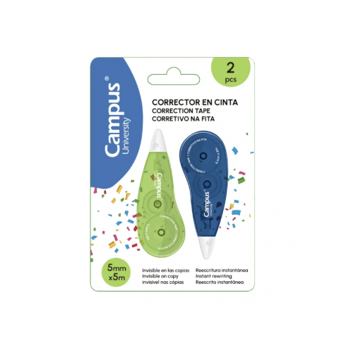 BLISTER 2 CORRECTOR CINTA CAMPUS UNIVERSITY 5MMX5M
