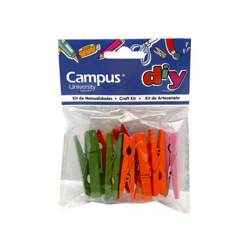 SET MANUALIDADES CAMPUS PINZA MADERA COLORES