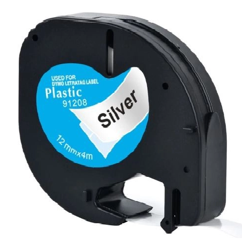 CINTA DYMO LETRATAG METAL PLATA 12x4
