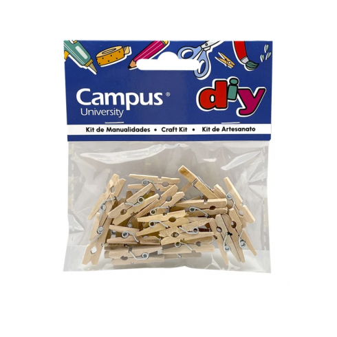 SET MANUALIDADES CAMPUS 20 PINZAS MADERA NATURAL