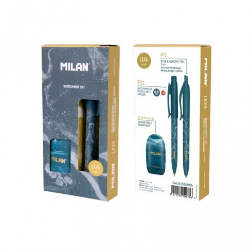 SET BOLÍGRAFO P1+PORTAMINAS PL1+AFILABORRA CAPSULE AZUL