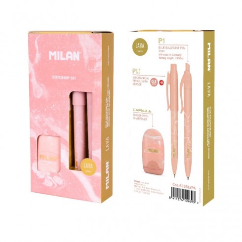 SET BOLÍGRAFO P1+PORTAMINAS PL1+AFILABORRA CAPSULE ROSA