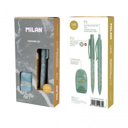 SET BOLÍGRAFO P1+PORTAMINAS PL1+AFILABORRA CAPSULE VERDE