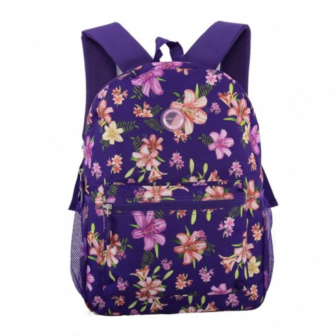 MOCHILA CLIO FLORAL LILA 43X30X13 C/2 CREMALLERAS
