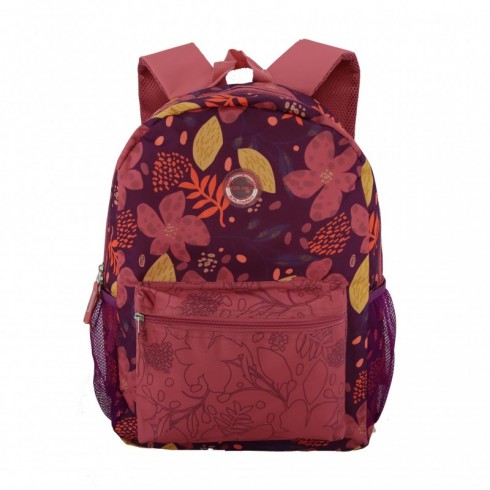 MOCHILA CLIO FLORAL BURDEOS 43X30X13 C/2 CREMALLERAS
