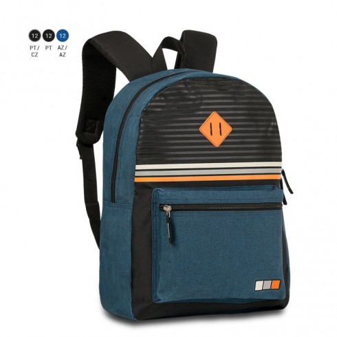 MOCHILA CLIO RAYAS AZUL 43X30X13 C/2 CREMALLERAS