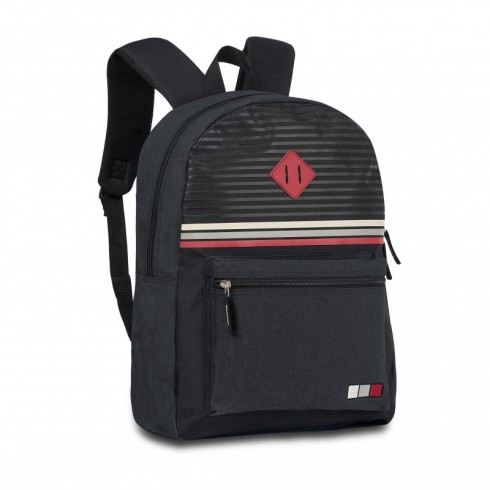 MOCHILA CLIO RAYAS NEGRA 43X30X13 C/2 CREMALLERAS