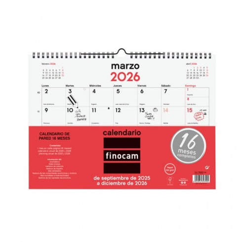 CALENDARIO FINOCAM 16M PARED L 25-26