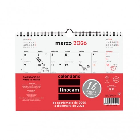 CALENDARIO FINOCAM 16M PARED S 25-26